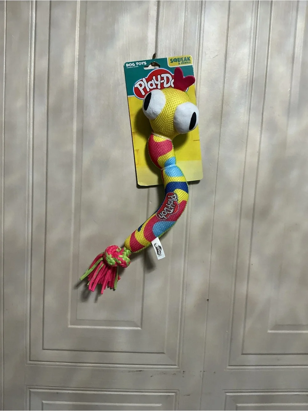 Brand New Dog PlaDoh Colorful Snake 18” Clinker & Squeaky Dog Toy